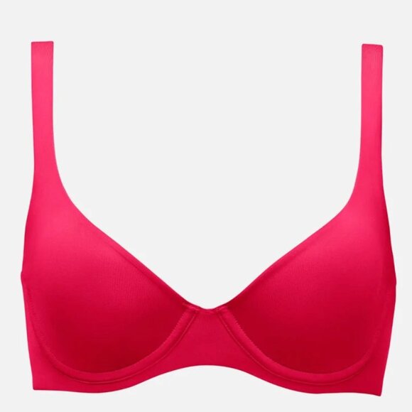 CUUP The Scoop Micro Bra Cerise Red Pink 38E 38DD 38 E DD unlined underwire - Picture 1 of 9